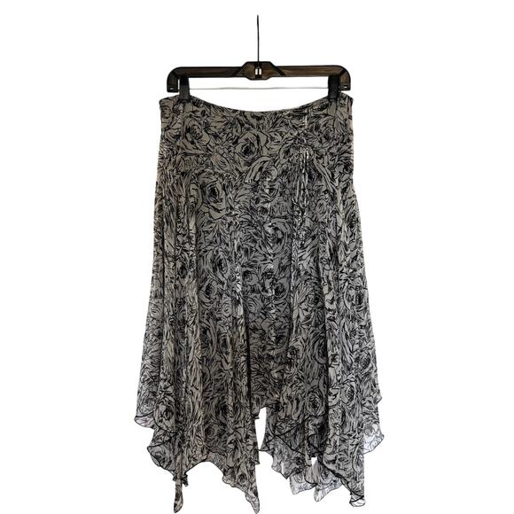 Nine West Dresses & Skirts - 100% Silk Vintage Nine West Asymmetrical Midi Skirt Black Gray Size 10